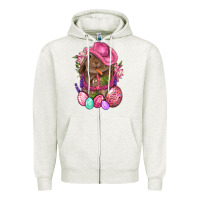 Oatmeal Heather Cowboy Rabbit Easter Zipper Hoodie - BundleAndBundleShop