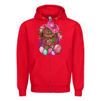 Red Cowboy Rabbit Easter Zipper Hoodie - BundleAndBundleShop