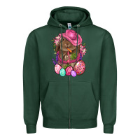 Sports Green Cowboy Rabbit Easter Zipper Hoodie - BundleAndBundleShop