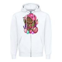 White Cowboy Rabbit Easter Zipper Hoodie - BundleAndBundleShop