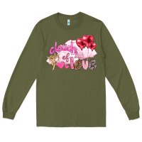 Army Green Clouds of love with balloons Valentine's Day Long Sleeve Tee - HowdyJamesFarm