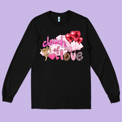 Clouds Of Love With Balloons Valentine's Day Long Sleeve Tee Designed By Howdyjamesfarm