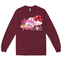 Burgundy Clouds of love with balloons Valentine's Day Long Sleeve Tee - HowdyJamesFarm
