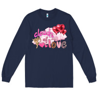 Navy Clouds of love with balloons Valentine's Day Long Sleeve Tee - HowdyJamesFarm