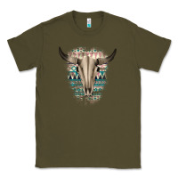 Army Green Western Aztec Bull Skull Classic Tee - Bettercallsaul