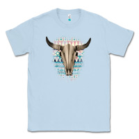 Dusty Blue Western Aztec Bull Skull Classic Tee - Bettercallsaul