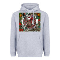 Heather Grey Rodeo Santa Heavyweight Hoodie - CowhideDigitalArt