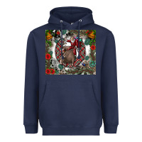 Navy Rodeo Santa Heavyweight Hoodie - CowhideDigitalArt