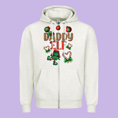 Daddy Elf Zipper Hoodie Designed By Bundleandbundleshop