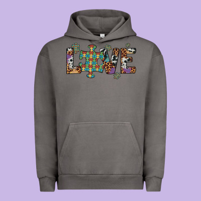 Love Autism Awareness Leopard Cowhide Urban Hoodie Designed By Artiststas