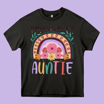 Happiness Is Being An Auntie Heavy Core Tee Designed By Jahusdesignshop