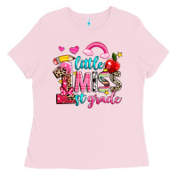 Bubblegum Pink little miss first grade Ladies Tee - NancyCooperArtShop