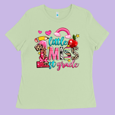 Little Miss First Grade Ladies Tee Designed By Nancycooperartshop