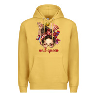 Antique Gold nail queen messy bun with crown bbs Premium Hoodie - BundleAndBundleShop
