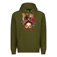 Army Green nail queen messy bun with crown bbs Premium Hoodie - BundleAndBundleShop