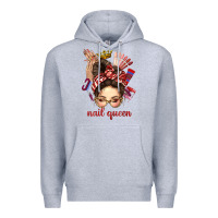 Heather Grey nail queen messy bun with crown bbs Premium Hoodie - BundleAndBundleShop