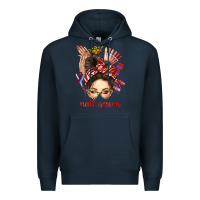 Navy nail queen messy bun with crown bbs Premium Hoodie - BundleAndBundleShop