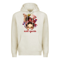 Oatmeal Heather nail queen messy bun with crown bbs Premium Hoodie - BundleAndBundleShop