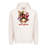 Pale Pink nail queen messy bun with crown bbs Premium Hoodie - BundleAndBundleShop