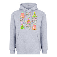 Heather Grey Christmas Trees And Bow Heavyweight Hoodie - CowhideDigitalArt