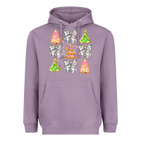 Lavender Christmas Trees And Bow Heavyweight Hoodie - CowhideDigitalArt