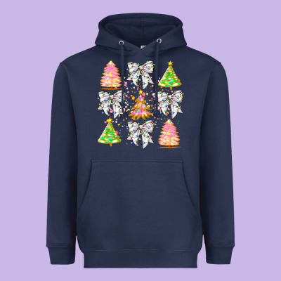 Christmas Trees And Bow Heavyweight Hoodie Designed By Cowhidedigitalart