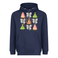 Navy Christmas Trees And Bow Heavyweight Hoodie - CowhideDigitalArt