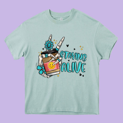 Staying Alive Heavy Core Tee Designed By Maliassmallbusiness