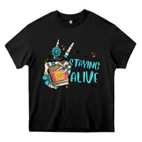 Black staying alive Heavy Core Tee - MaliasSmallBusiness