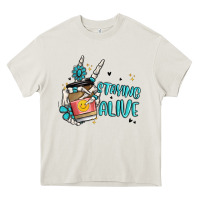 Cream staying alive Heavy Core Tee - MaliasSmallBusiness