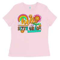 Bubblegum Pink hello sixth grade Ladies Tee - NancyCooperArtShop