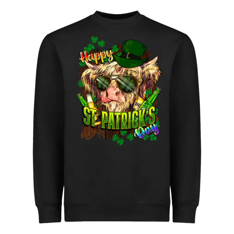 St. Patrick's Day Cow Heavyweight Sweatshirt by HowdyJamesFarm | Teevron