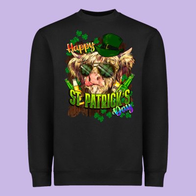 St. Patrick's Day Cow Heavyweight Sweatshirt Designed By Howdyjamesfarm