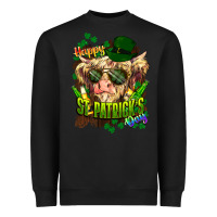 Black St. Patrick's Day Cow Heavyweight Sweatshirt - HowdyJamesFarm