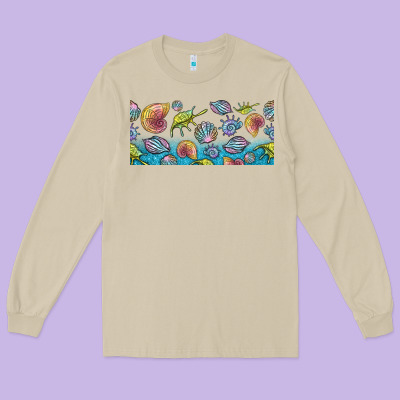 Sea Shells Long Sleeve Tee Designed By Tumblerdesignbyshophia