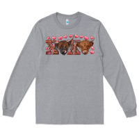 Heather Grey Xoxo highland cows Long Sleeve Tee - RanaPortraitStore
