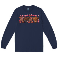 Navy Xoxo highland cows Long Sleeve Tee - RanaPortraitStore