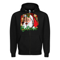 Black Believe And Santa Zipper Hoodie - BundleAndBundleShop