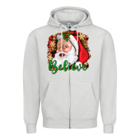 Dove Grey Believe And Santa Zipper Hoodie - BundleAndBundleShop