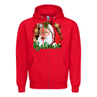 Red Believe And Santa Zipper Hoodie - BundleAndBundleShop
