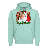 Seafoam Believe And Santa Zipper Hoodie - BundleAndBundleShop
