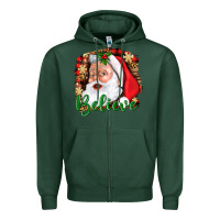 Sports Green Believe And Santa Zipper Hoodie - BundleAndBundleShop