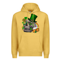 Antique Gold St Patrick's Day boho skull Premium Hoodie - FaDigitalArtStudio