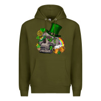 Army Green St Patrick's Day boho skull Premium Hoodie - FaDigitalArtStudio