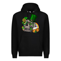 Black St Patrick's Day boho skull Premium Hoodie - FaDigitalArtStudio