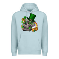 Blue Mist St Patrick's Day boho skull Premium Hoodie - FaDigitalArtStudio