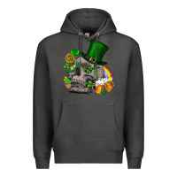 Charcoal Heather St Patrick's Day boho skull Premium Hoodie - FaDigitalArtStudio