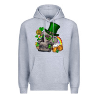 Heather Grey St Patrick's Day boho skull Premium Hoodie - FaDigitalArtStudio