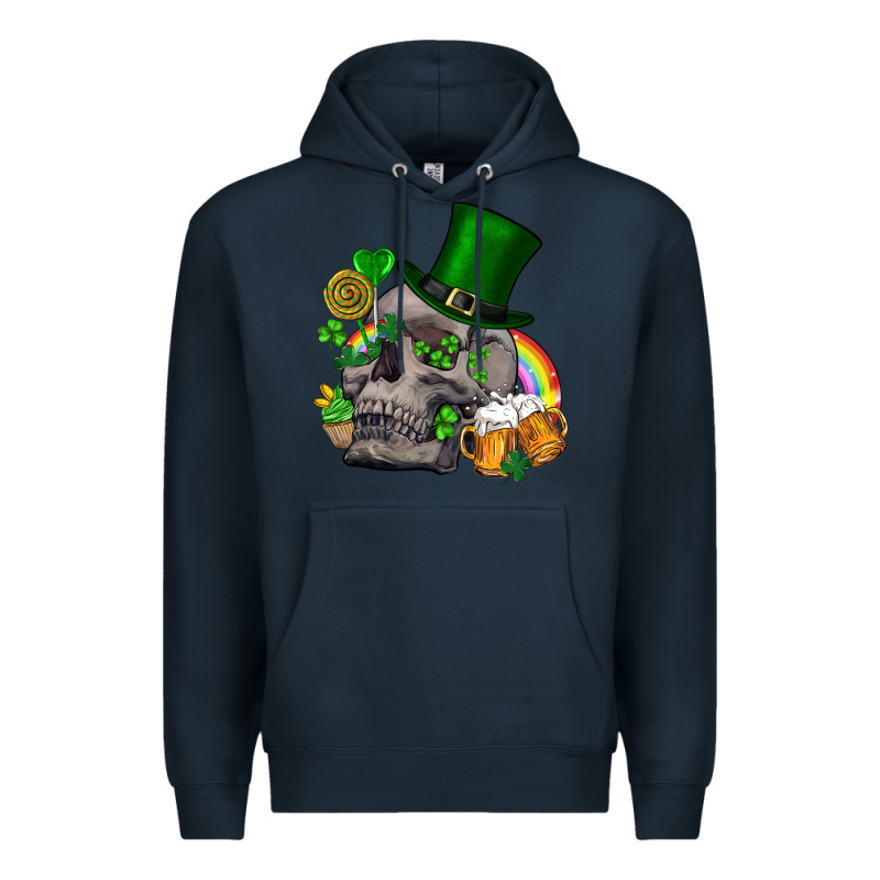 St Patrick's Day Boho Skull Premium Hoodie by FaDigitalArtStudio | Teevron