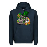 Navy St Patrick's Day boho skull Premium Hoodie - FaDigitalArtStudio